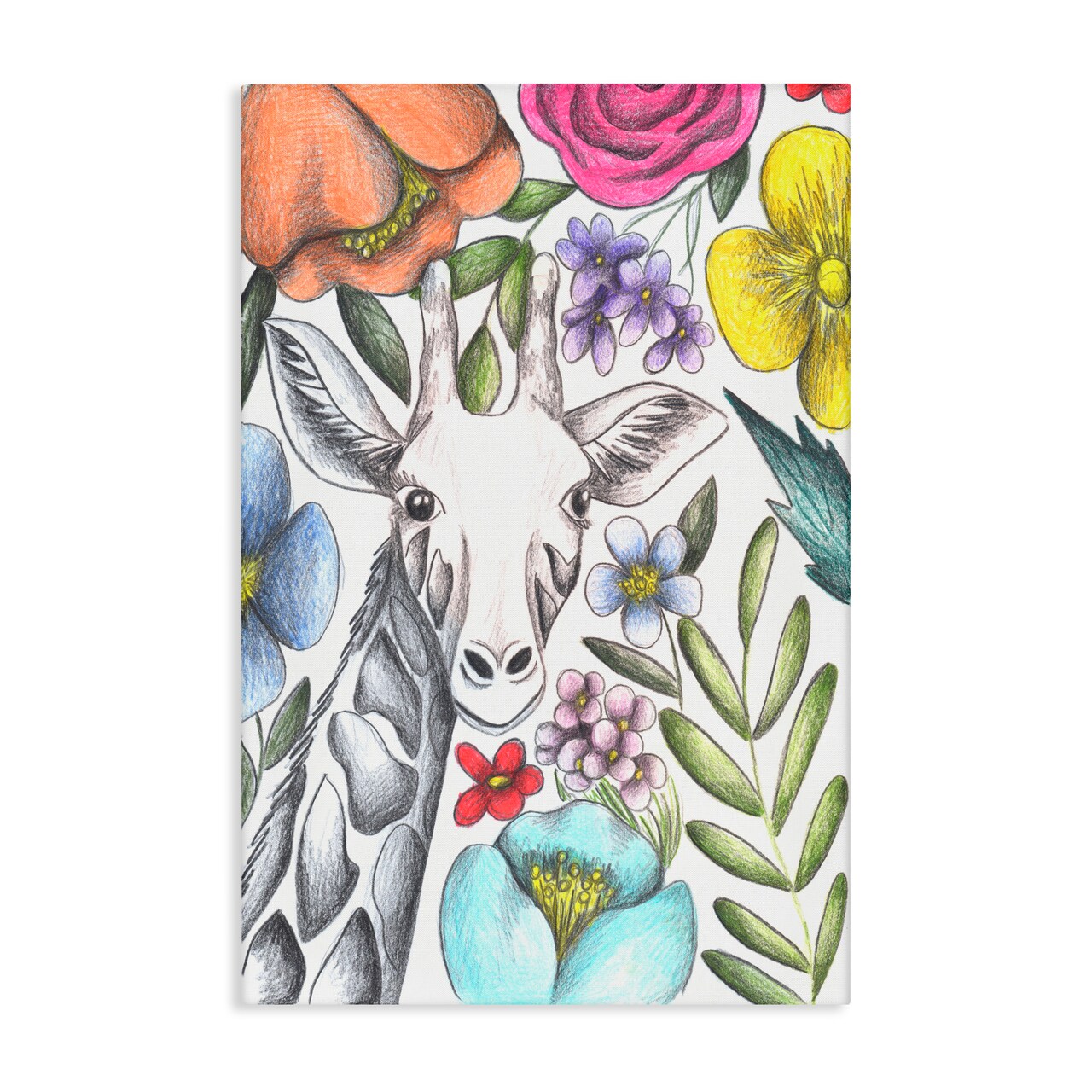 Stupell Industries Giraffe In The Midst of Flowers Canvas, design by Cecilia Battaini